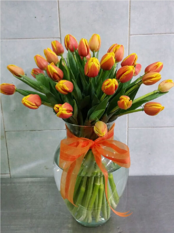FLORERO CON 30 TULIPANES